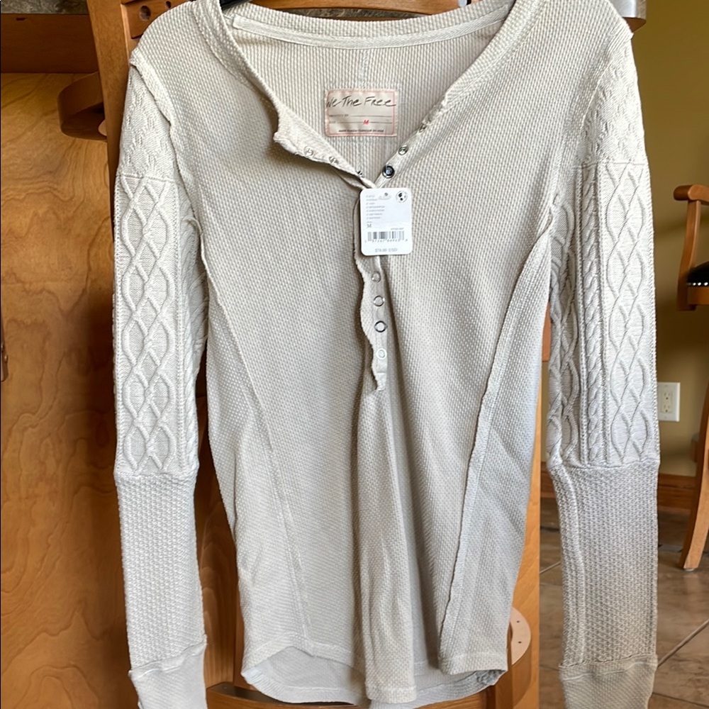 Free People Women's Cream Wafflle Top